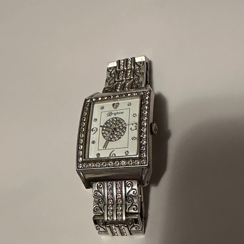 Brighton Silver Watch with Crystal Detailing
